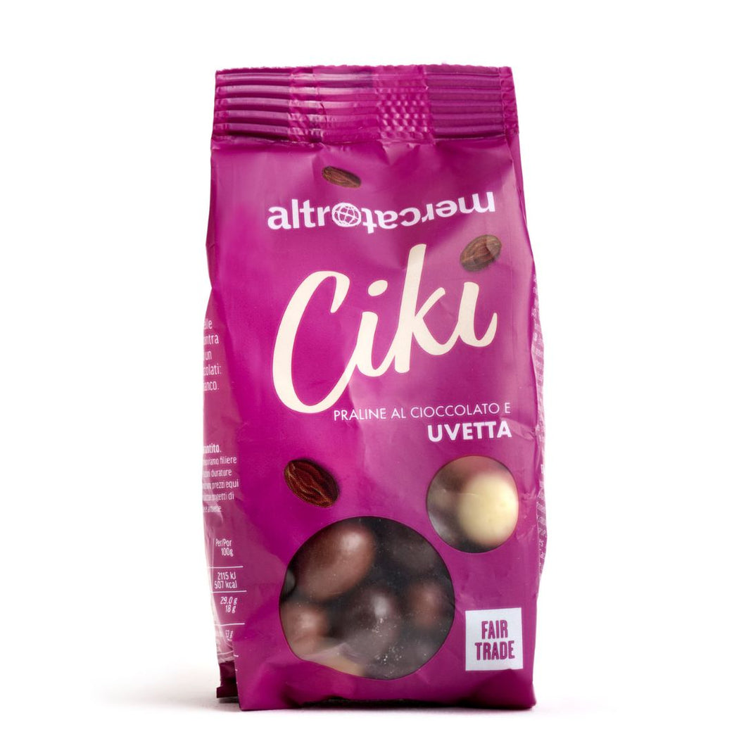 Ciki. Uvas pasas bañadas de chocolate de Comercio Justo