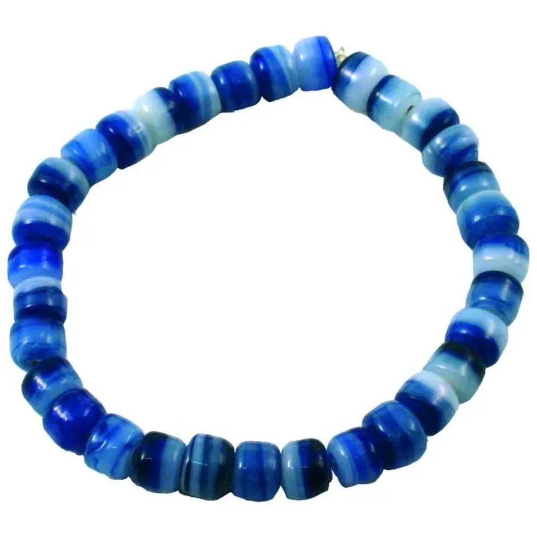 Pulsera elástica vidrio azul. India